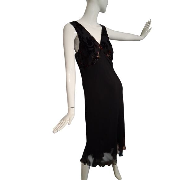 Y2K Silk Babydoll Velvet Burnout Womens sz 6 Whimsigoth Vampire Witchcore Dress - Picture 4 of 12